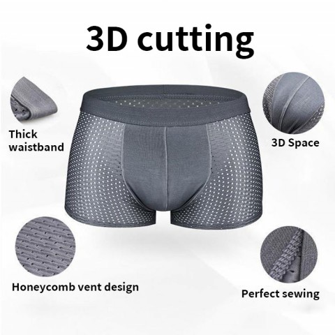 4pcs Ice Silk Men's Breathable 3d Magic Antibacterial Magnetic Underpants