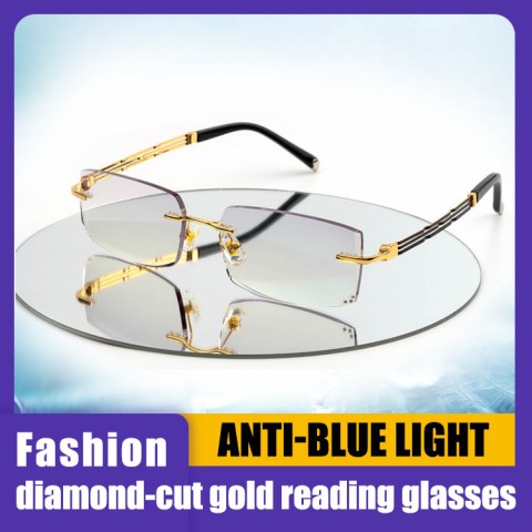 Fashion diamond-cut gold reading glasses