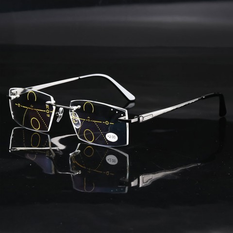 2021 fashionable diamond-cut progressive men reading glasses