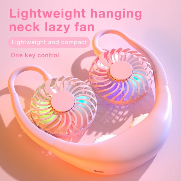 Aromatic neckband fan with light