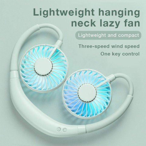 Aromatic neckband fan with light